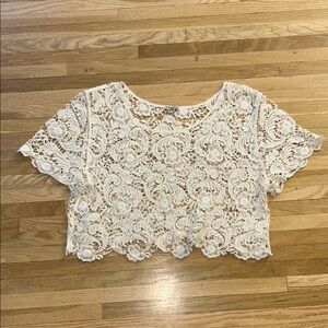 Elegant Cream Lace Crop Top